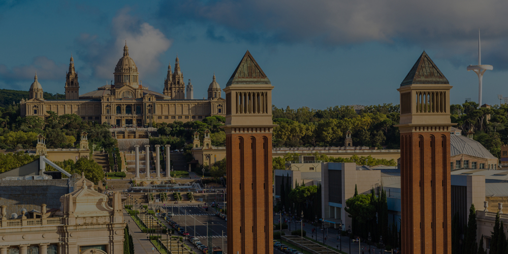 evening view of Barcelona from Port Vell